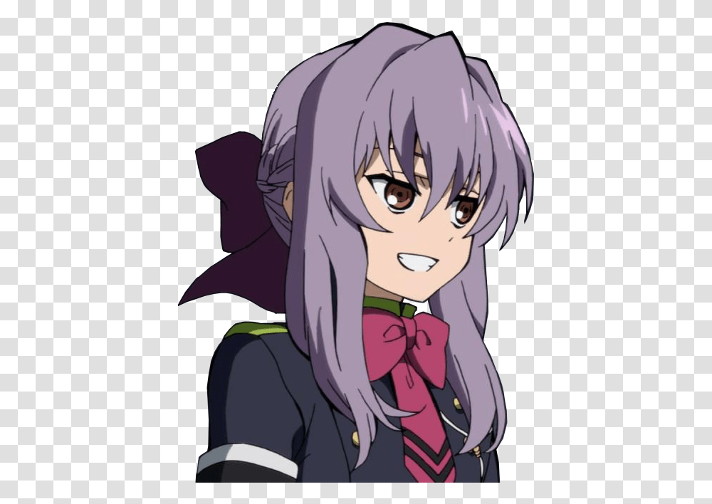 Facial Expression Purple Human Hair Color Anime Mammal Shinoa Hiiragi Wallpaper Android, Manga, Comics, Book, Person Transparent Png