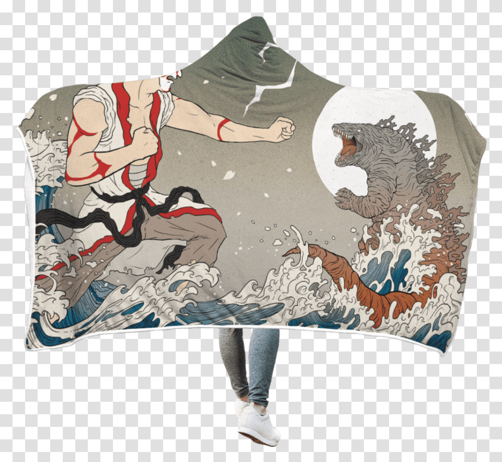 Facing With Sea Monster Custom Hooded Blanket Active Tank, Clothing, Art, Person, Cat Transparent Png