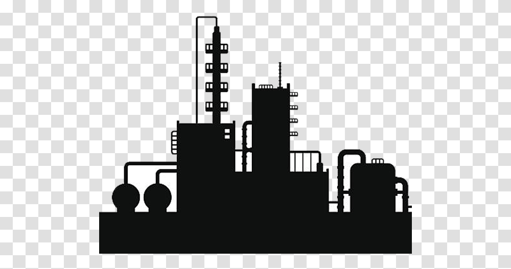 Factory Silhouette Image With No Oil Refinery Clipart, Building, Architecture, Urban, Text Transparent Png