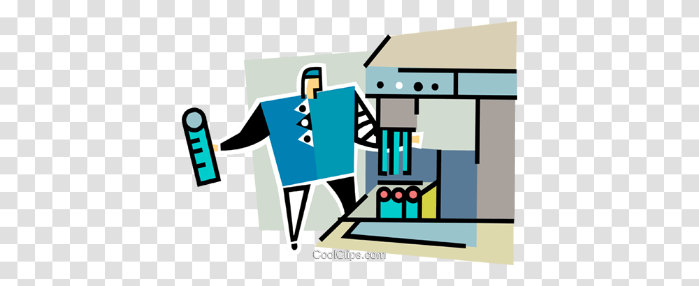 Factory Worker Royalty Free Vector Clip Art Illustration, Building, Machine, Architecture Transparent Png