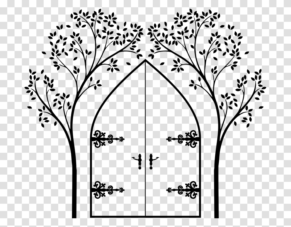 Faerie Door Tree Design Architecture Old Gold Tree Wall Stickers, Outdoors, Gray, Nature, World Of Warcraft Transparent Png