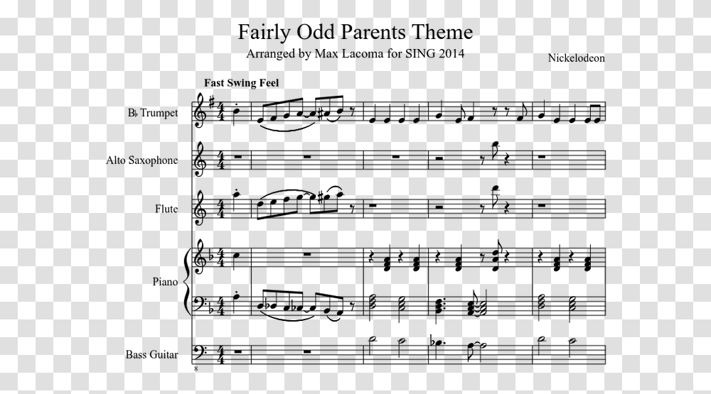 Fairly Odd Parents Theme Song Sheet Music, Gray, World Of Warcraft Transparent Png