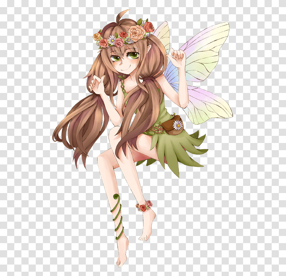Fairy Animated Flowers Fairy Anime Flower, Manga, Comics, Book, Person Transparent Png