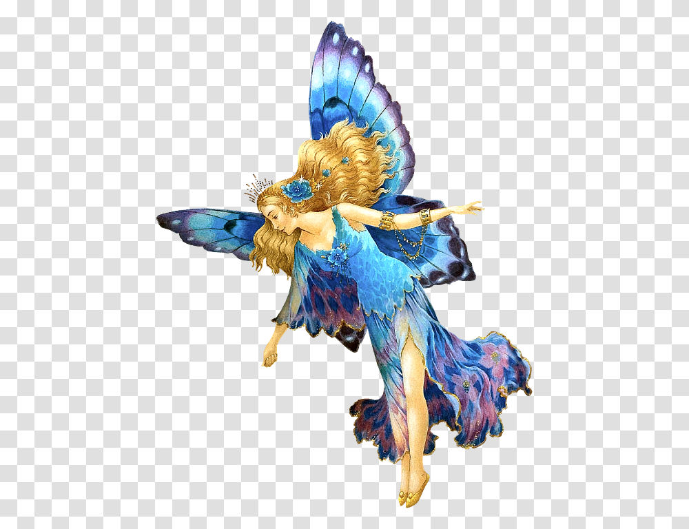 Fairy, Bluebird, Animal, Figurine Transparent Png