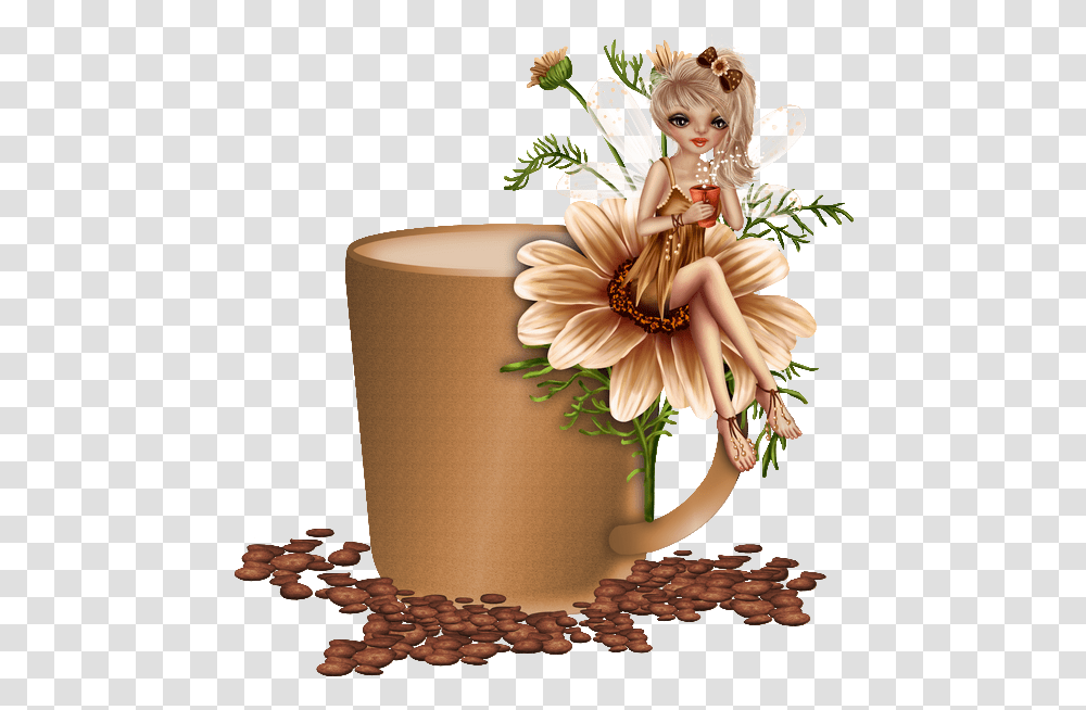 Fairy Cute Brown Flower Flowers Nature Cup Mug Brown Flower Clip Art, Coffee Cup, Floral Design, Pattern Transparent Png
