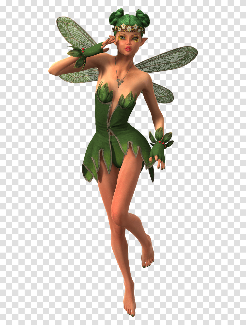 Fairy Elf, Green, Dress, Costume Transparent Png