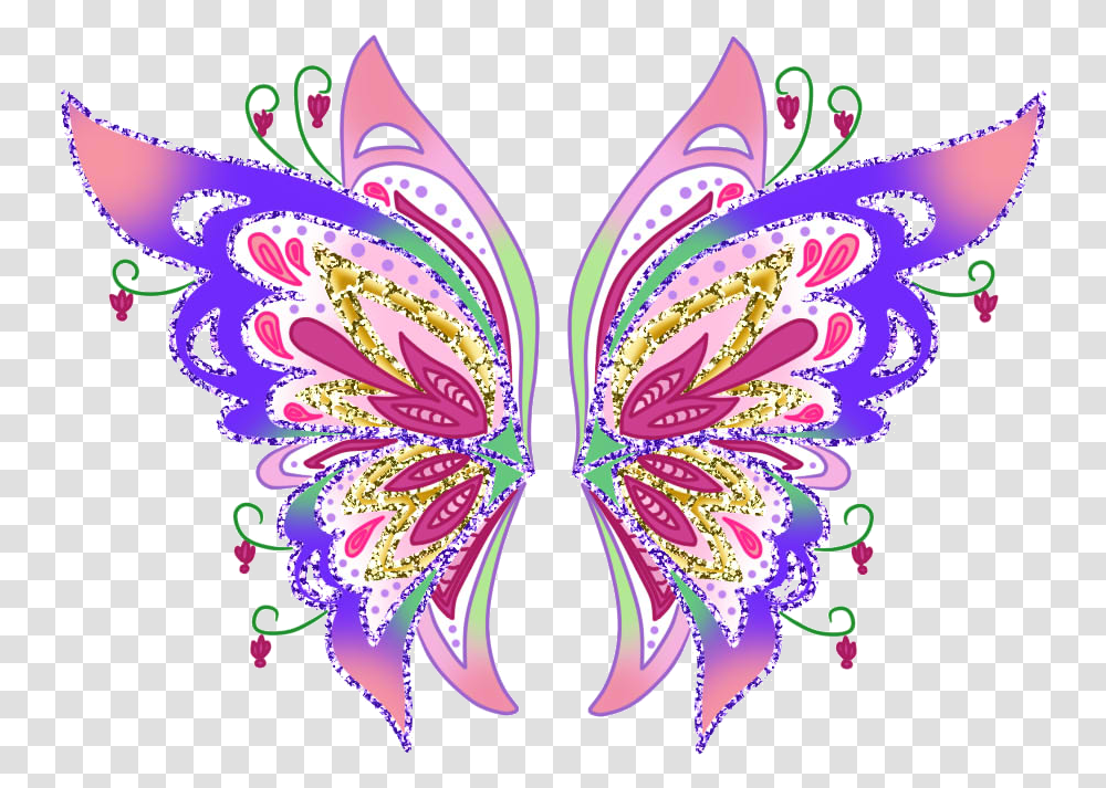 Fairy Fairywings Colorful Colorfulwings Angelwings Bloomix Wings Wings Winx, Pattern, Floral Design Transparent Png