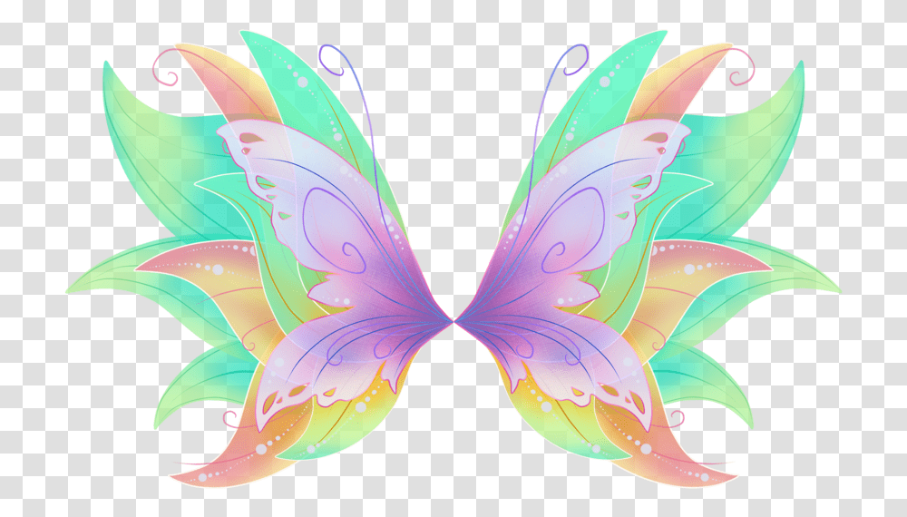 Fairy Fairywings Colorful Colorfulwings Angelwings Winx Club Daphne Mythix, Pattern, Ornament, Fractal Transparent Png