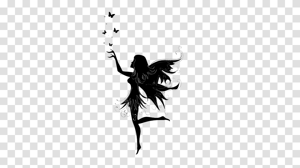 Fairy, Fantasy, Silhouette, Stencil, Bird Transparent Png