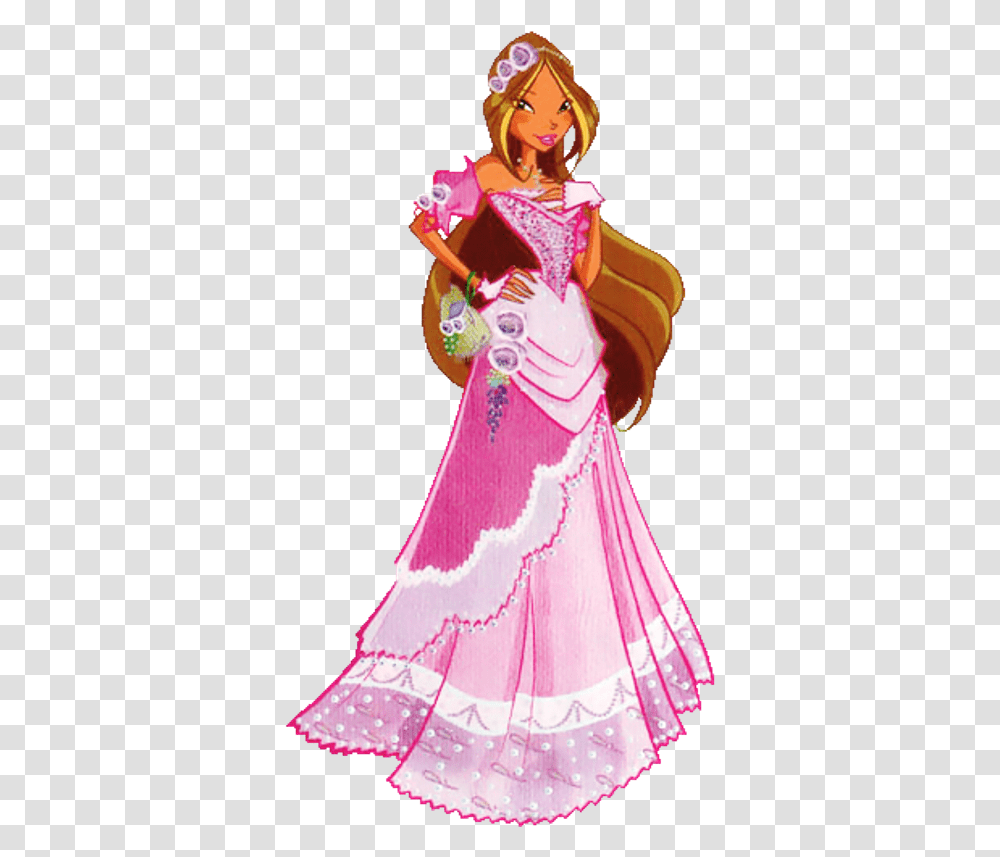 Fairy Flora Looking Beautiful Wer618 Winx Club Dress Flora, Person, Performer, Female Transparent Png