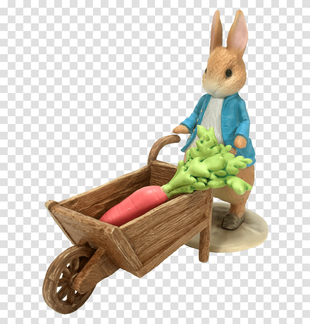 Fairy Garden Peter Rabbit And Wheel Barrow Fairies Background Rabbit, Toy, Furniture, Figurine, Cradle Transparent Png
