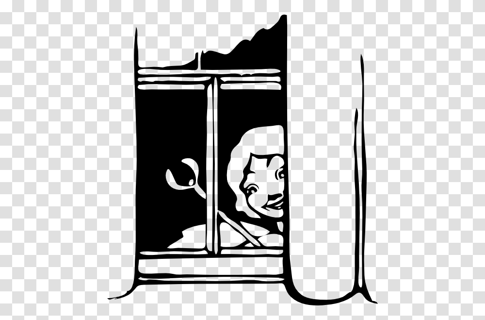 Fairy Peeking In Window Clip Art, Door, Stencil, Furniture, Prison Transparent Png