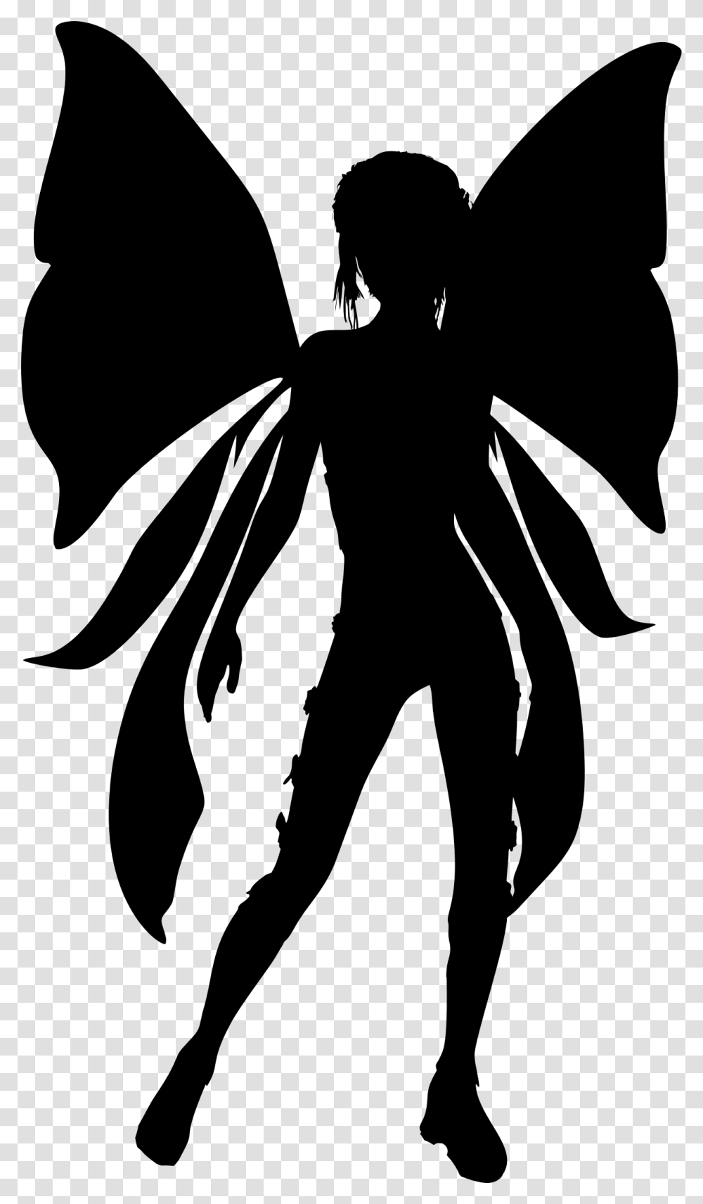 Fairy Silhouette Clip Art Faery Black And White Clipart, Gray, World Of Warcraft Transparent Png