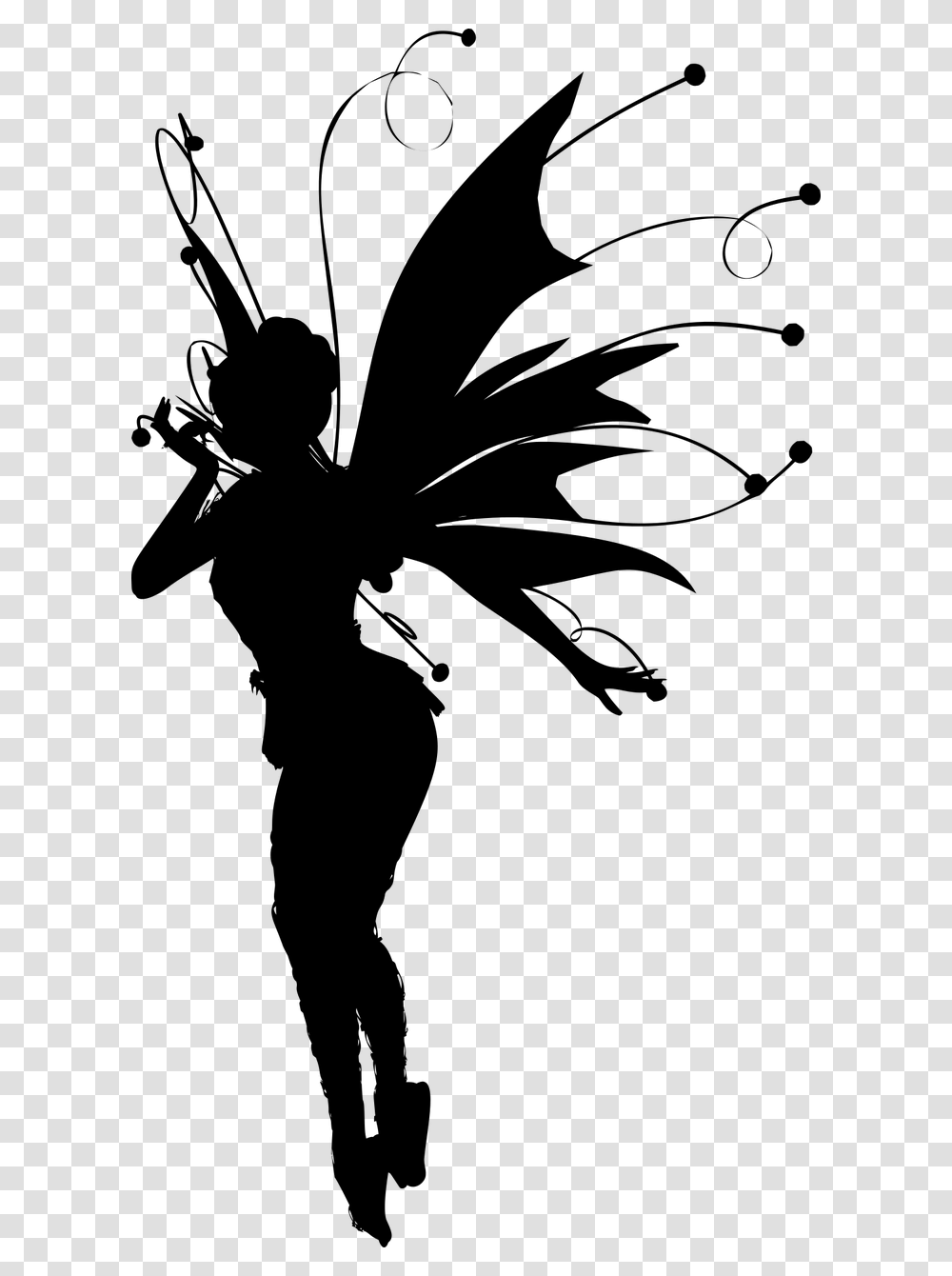 Fairy Silhouette Clip Art Flying Fairy Silhouette Free, Gray, World Of Warcraft Transparent Png