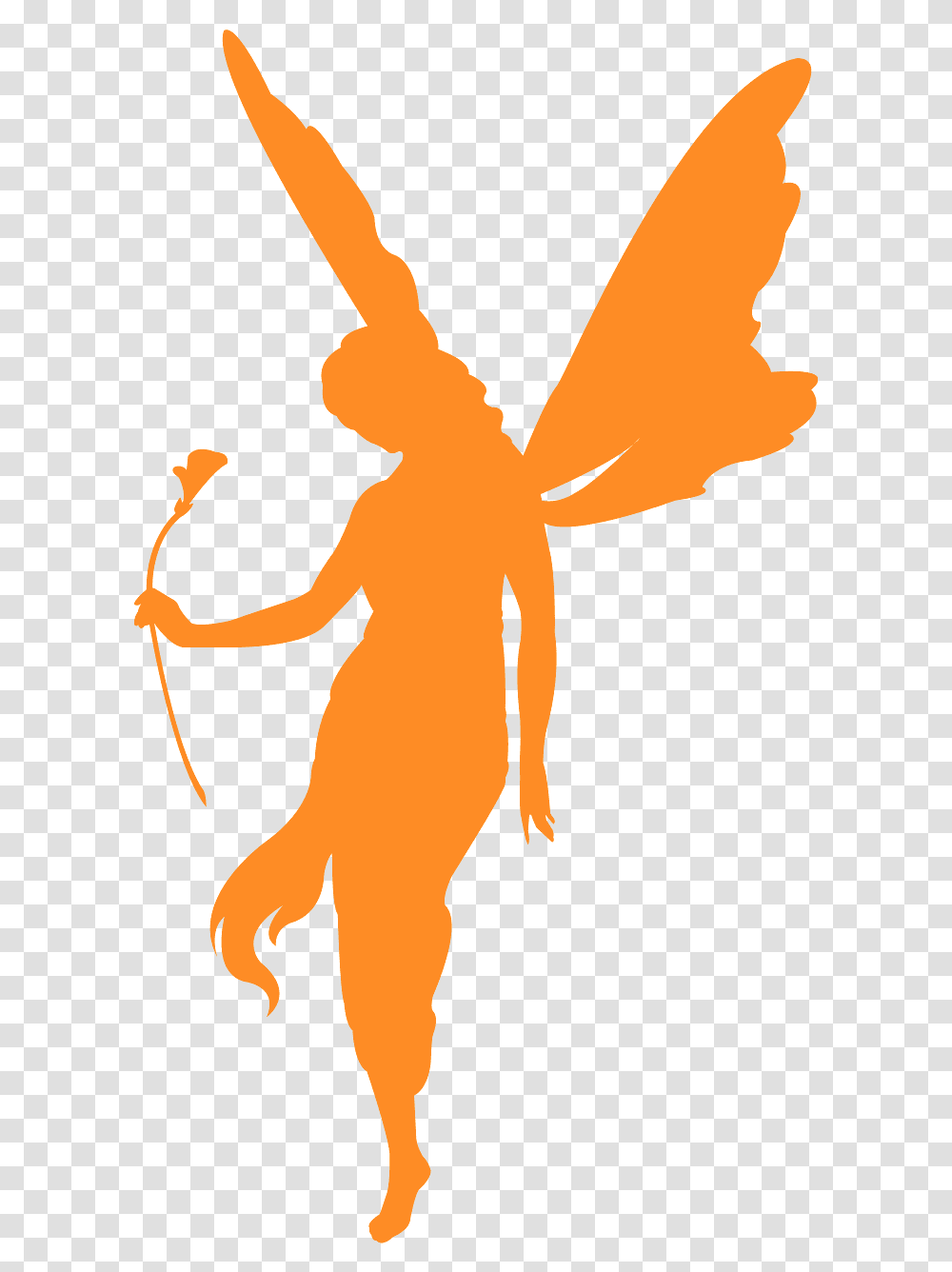 Fairy Silhouette Orange Fairy Silhouette, Cupid, Person, Human Transparent Png