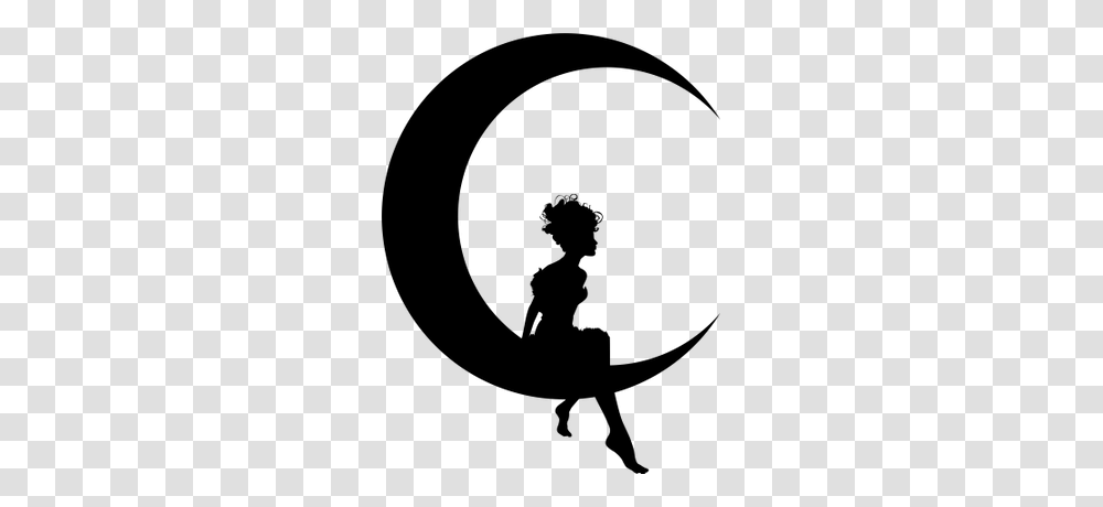 Fairy Sitting On Moon Crescent, Person, Painting, Outdoors Transparent Png