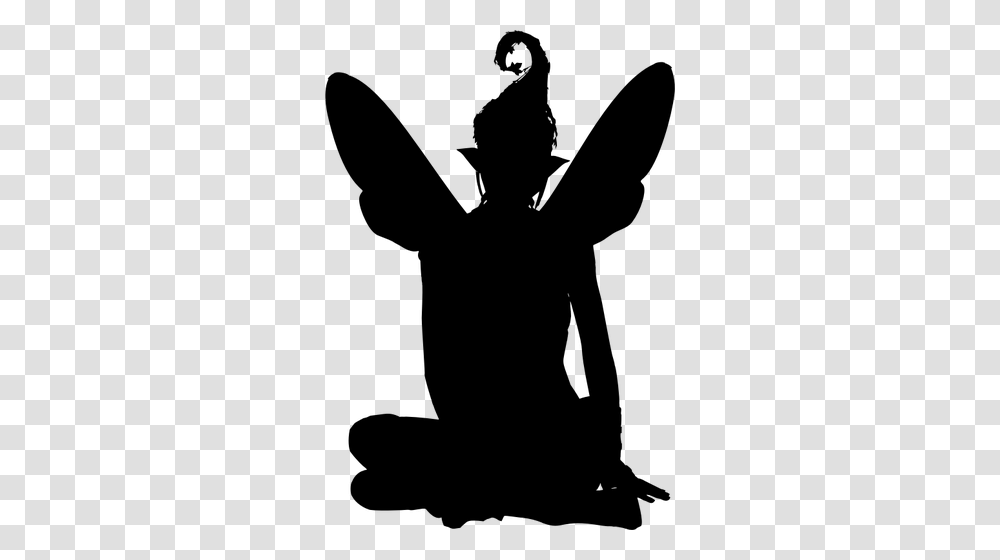 Fairy Sitting Silhouette, Gray, World Of Warcraft Transparent Png