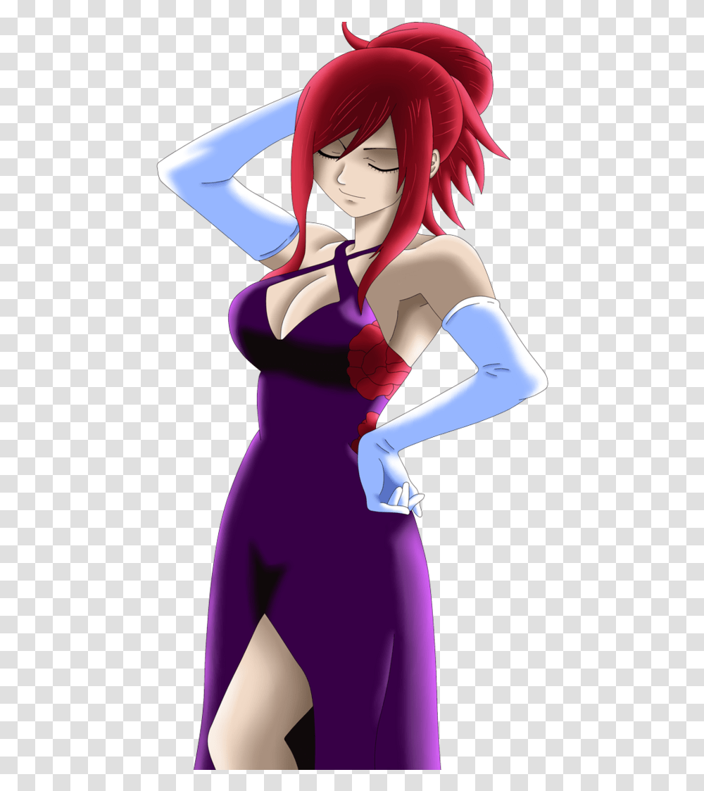 Fairy Tail X Lucy Love Story Erza Scarlet Purple Dress, Clothing, Costume, Person, Female Transparent Png