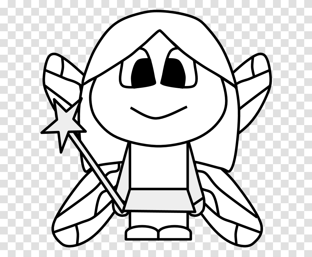 Fairy Wings Wand Big Eyes Cartoon Person Black Cartoon, Stencil, Doodle, Drawing Transparent Png