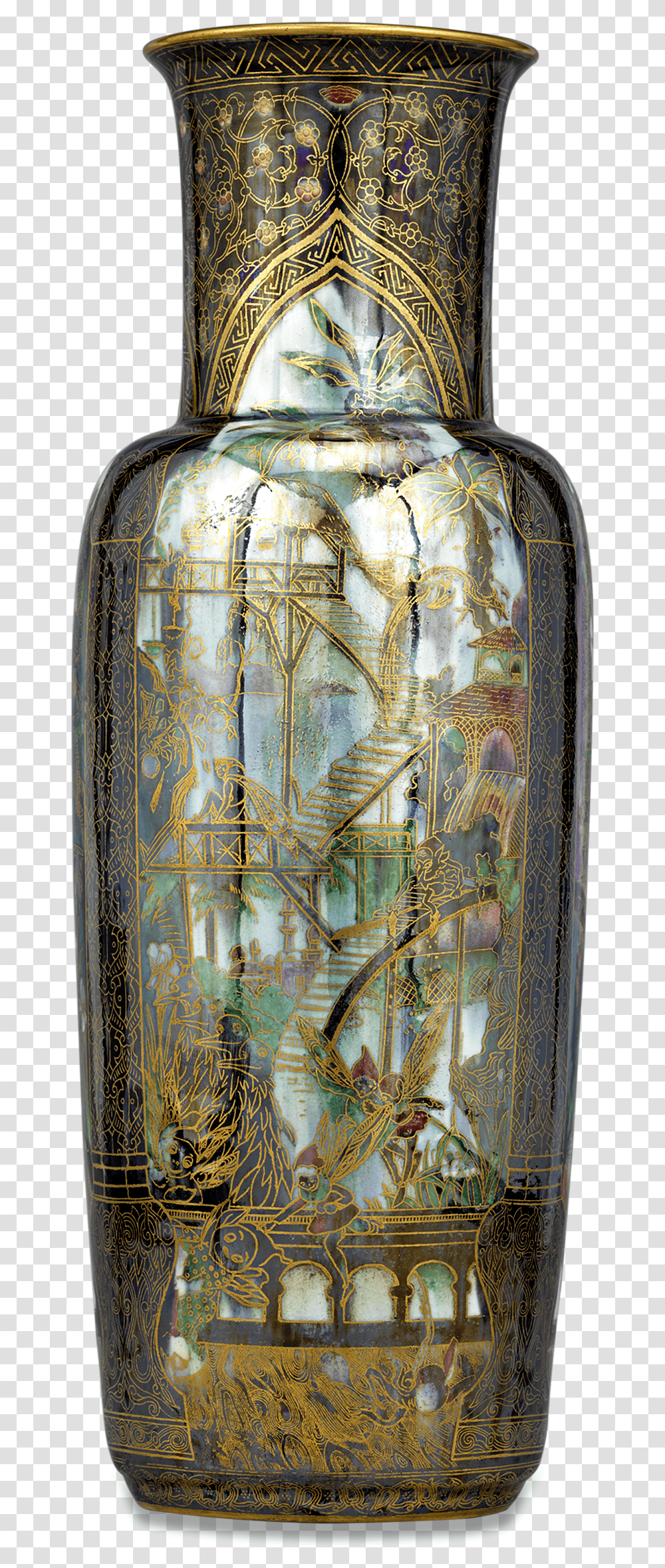 Fairyland Lustre Pillar Vase By Wedgwood Vase, Painting, Jar, Handrail Transparent Png