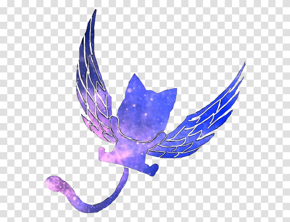 Fairytail Happy Anime Cat Flyingcat Galaxy Freetoedit Happy Anime Fairy Tail, Animal, Bird, Symbol, Art Transparent Png