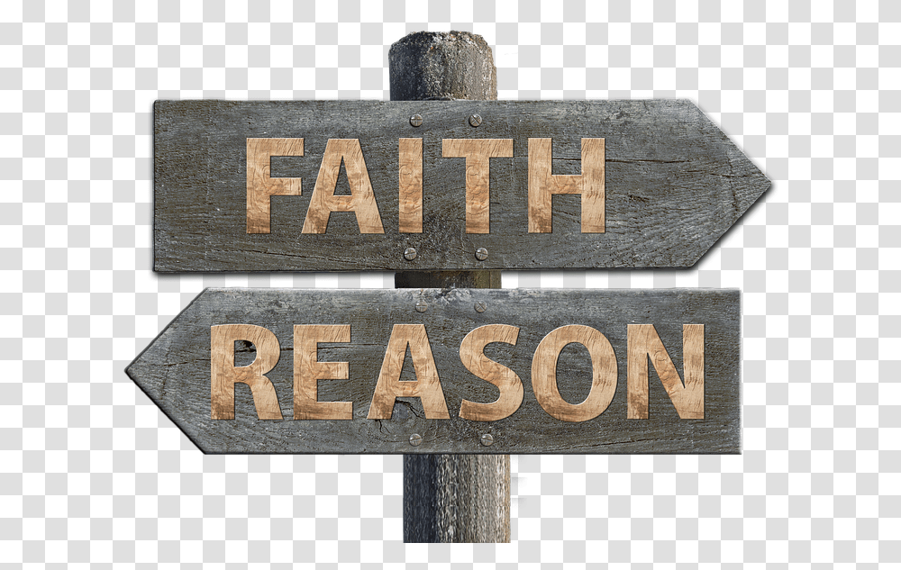 Faith Reason Directory Away Direction Science Sign, Wood, Number Transparent Png