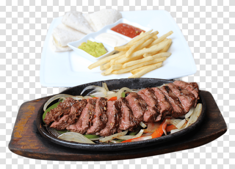 Fajitas Churrasco Food, Dish, Meal, Fries, Steak Transparent Png