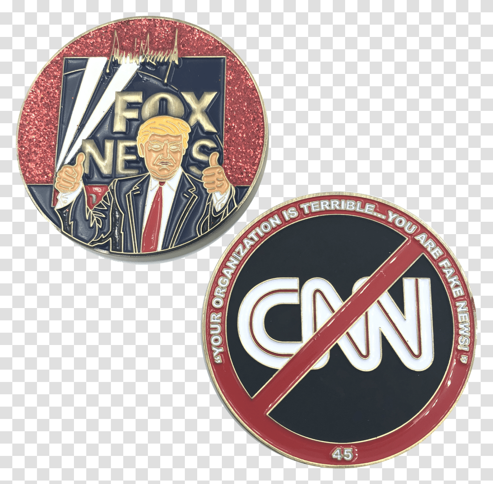 Fake News Challenge Coin Featuring Cnn, Logo, Symbol, Tie, Accessories Transparent Png