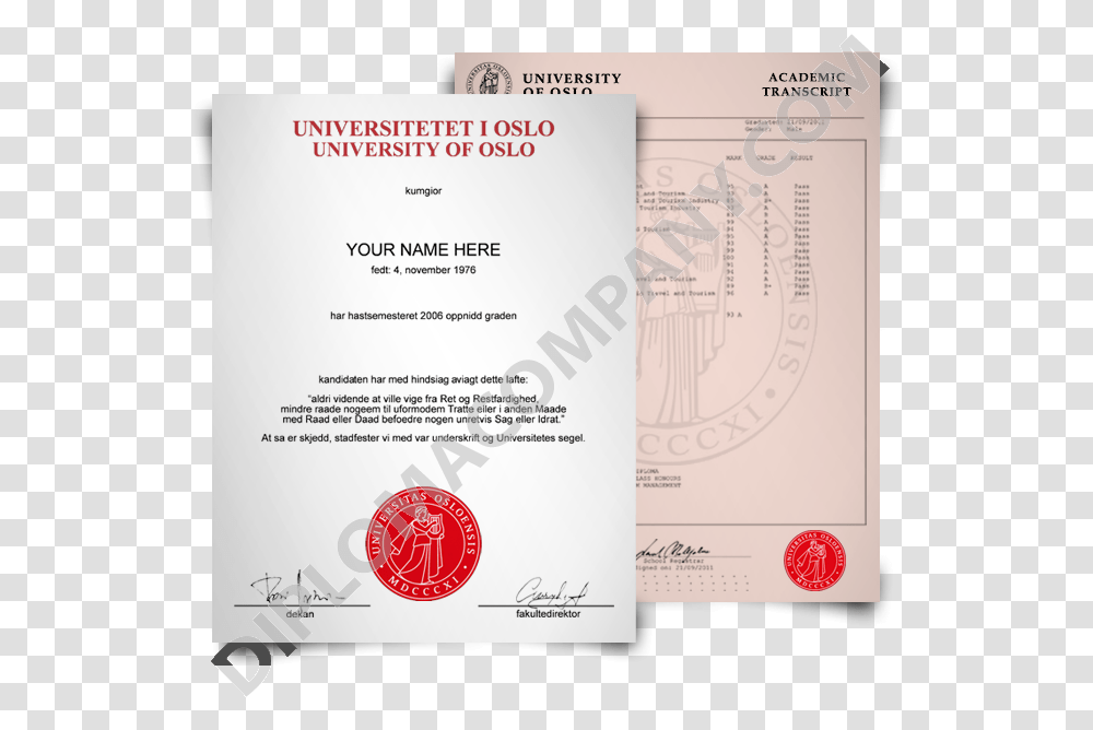 Fake Norway College Degree With Marksheets University Of Oslo Certificate, Diploma, Document, Airplane Transparent Png