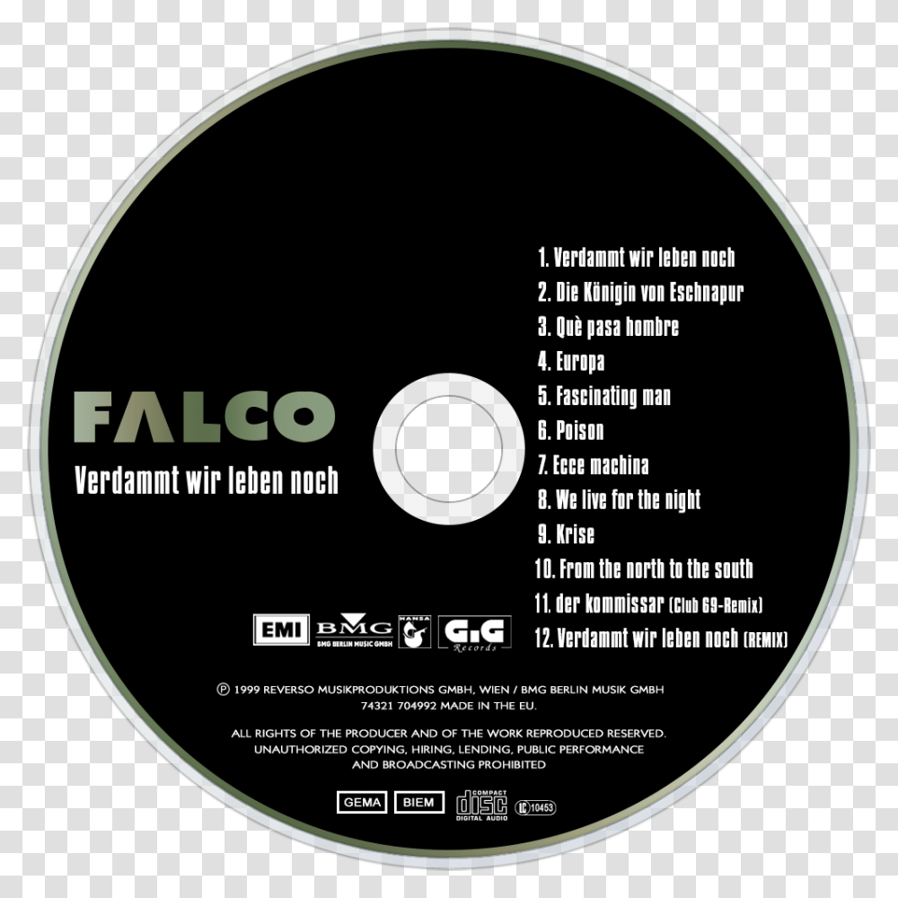 Falco Verdammt Wir Leben Noch, Disk, Dvd Transparent Png