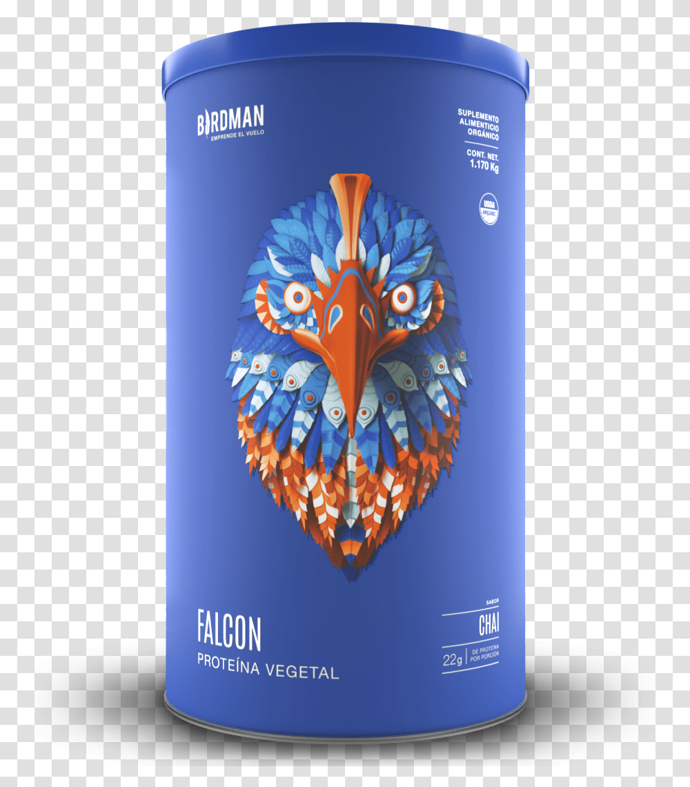 Falcon Protein Chai Vegan Protein Birdman, Bottle, Tin, Can, Aluminium Transparent Png