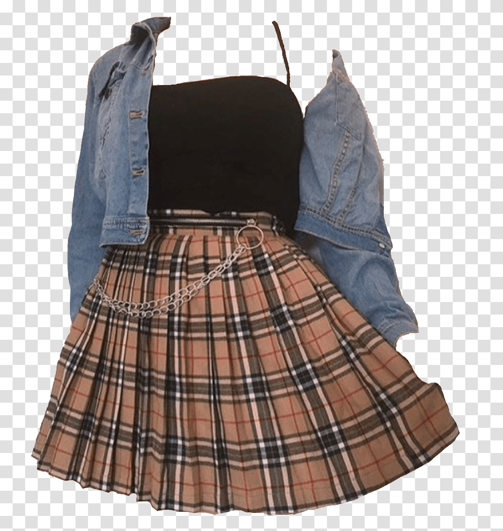 Falda Ropa Tumblr 90s Fashion Girl Outfit Nice Background Aesthetic Clothes, Apparel, Skirt, Tartan Transparent Png