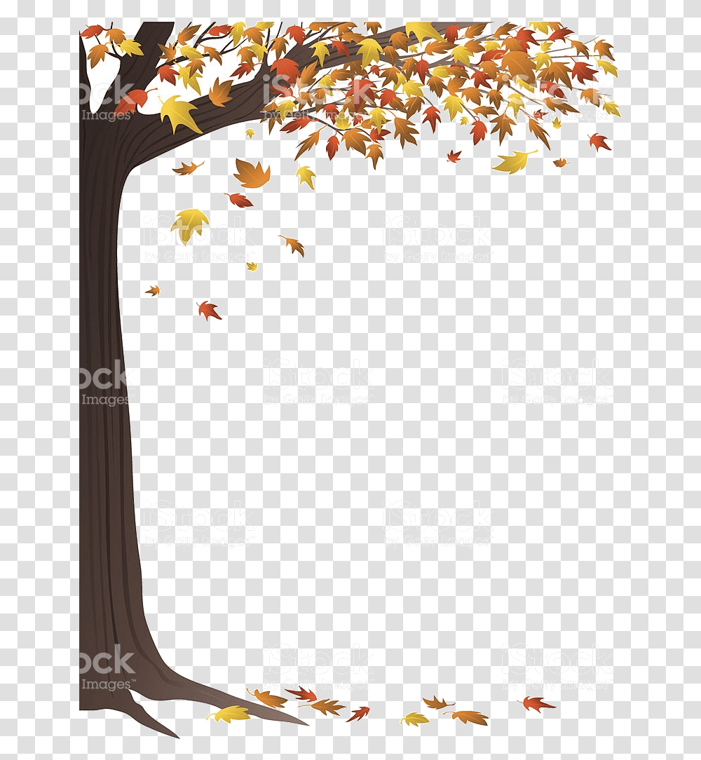 Fall Border Autumn Tree Royalty Free Stock Vector Art, Paper, Plant, Confetti Transparent Png