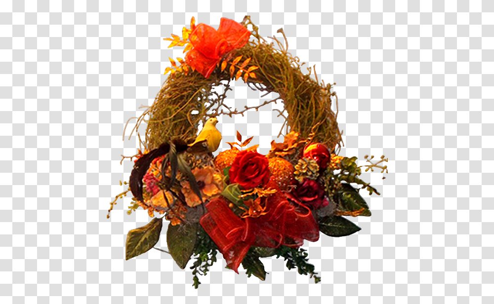 Fall Door Wreath Garden Roses, Plant, Graphics, Art, Flower Transparent Png