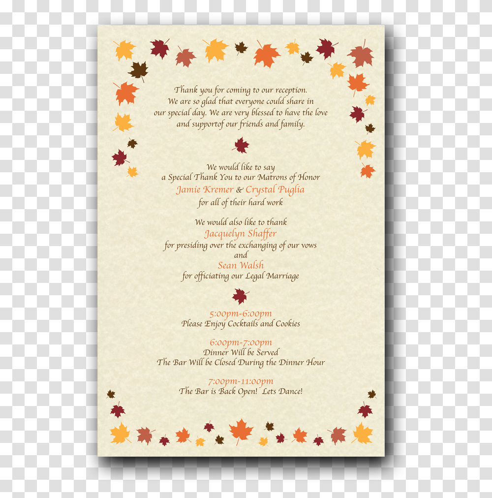 Fall Leaves Illustration Calligraphy, Menu Transparent Png