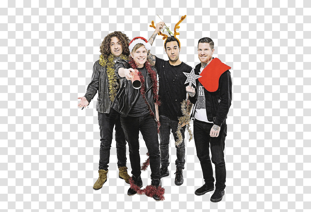 Fall Out Boy Christmas Photoshoot Fall Out Boy Christmas, Clothing, Apparel, Person, Human Transparent Png