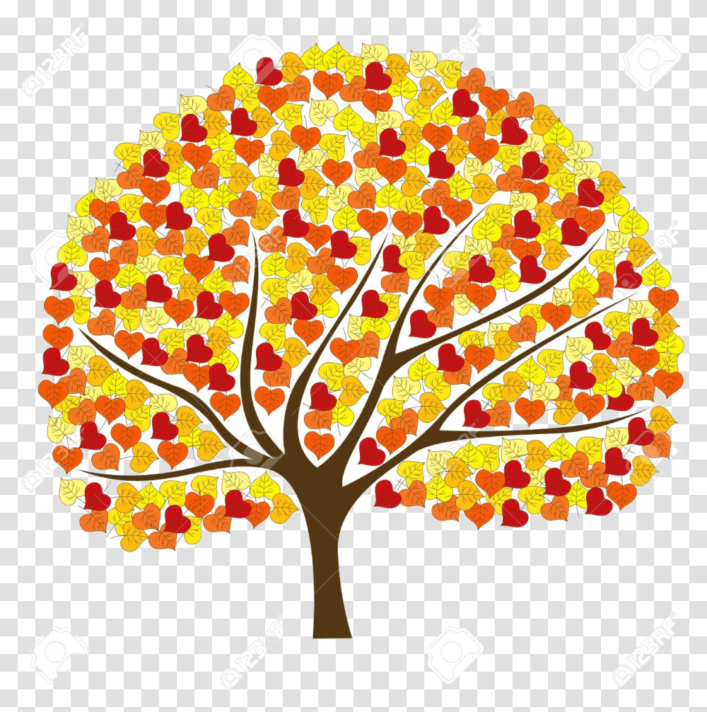 Fall Tree Cute Clipart Trees Clip Art Cute Fall Tree Clipart, Leaf, Plant, Crowd Transparent Png