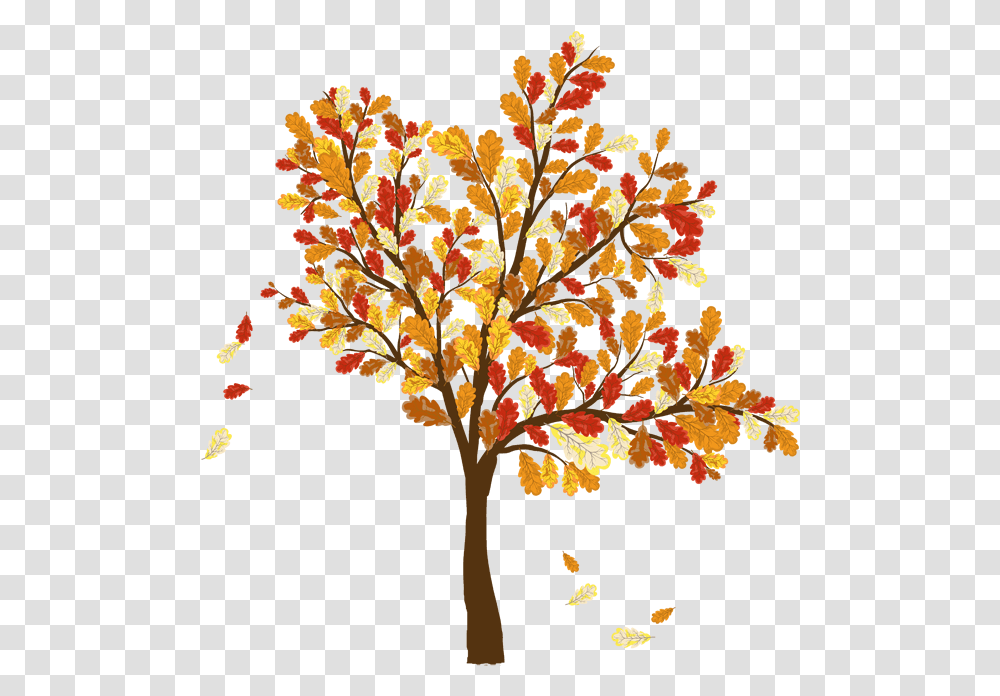 Fall Trees And Leaves Clip Art Picture Of Tree With Oak Tree With Falling Leaves, Plant, Maple, Leaf, Tree Trunk Transparent Png