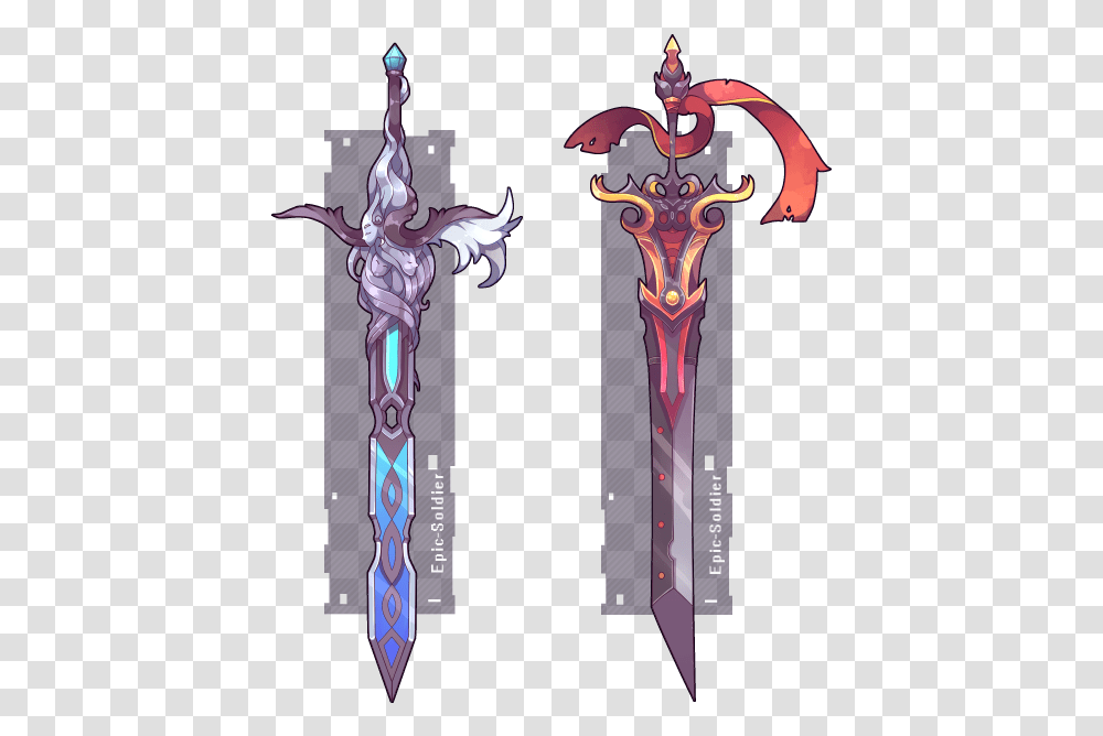 Fallen Angel Clipart 2 Sword Epic Soldier Swords, Blade, Weapon, Weaponry, Cross Transparent Png