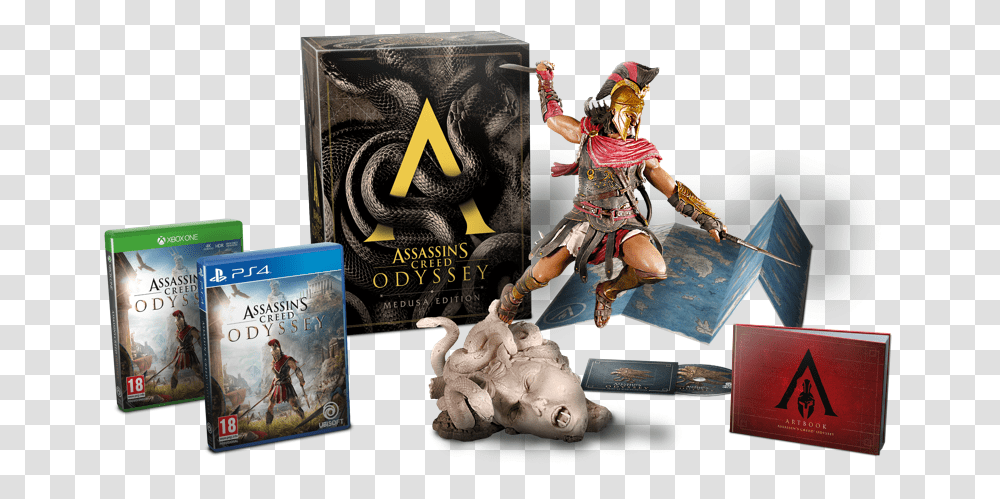 Fallen Gorgon Statue Assassin's Creed Odyssey Medusa Edition, Book, Person, Figurine, Performer Transparent Png
