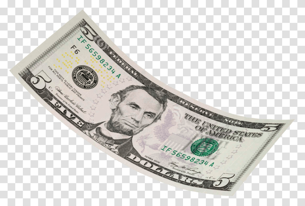 Falling 5 5 Dollar Bill Background, Money, Person, Human, Passport Transparent Png