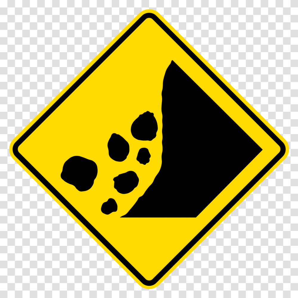 Falling Debris New Zealand Pw42 Nz Road Sign Slips Road Signs Nz, Symbol, Triangle Transparent Png