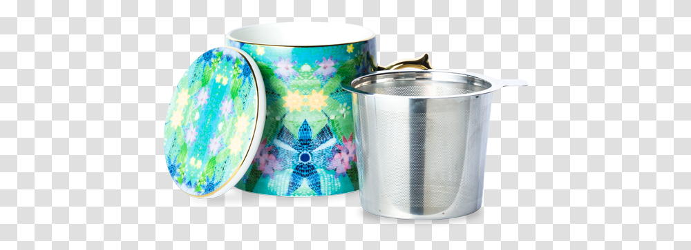 Falling Flowers Jade Mug With Infuser Stock Pot, Bowl, Milk, Beverage, Drink Transparent Png