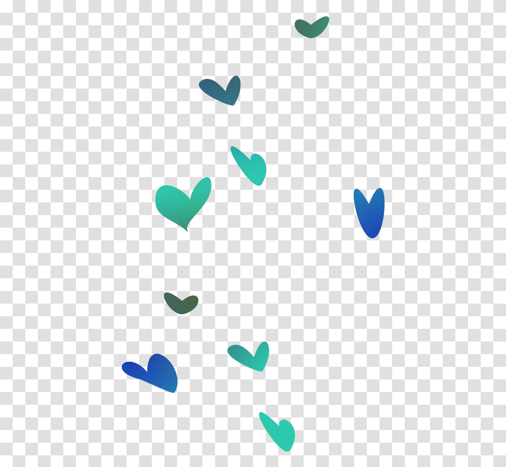 Falling Hearts Green And Blue Hearts, Plectrum, Footprint Transparent Png
