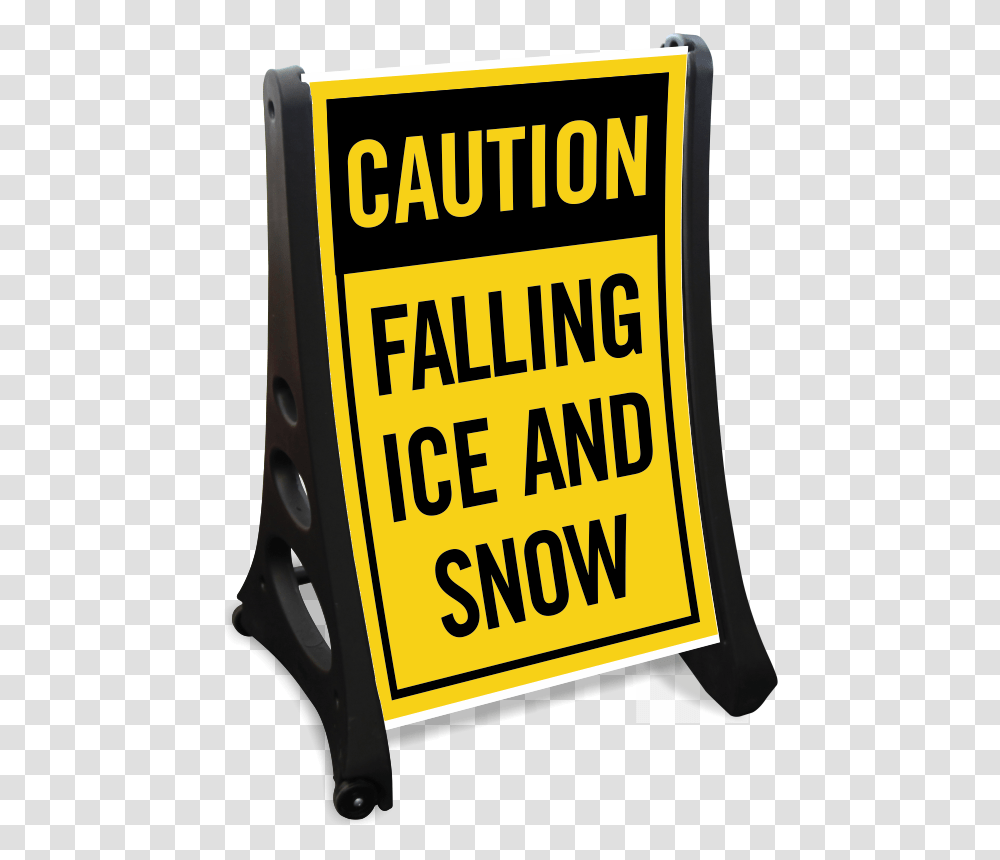 Falling Ice And Snow Sidewalk Sign Sku K Roll, Fence, Word Transparent Png