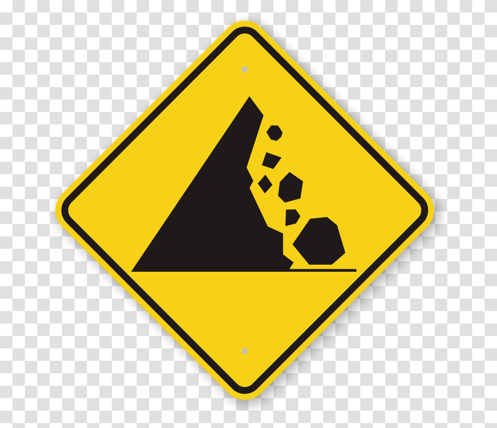 Falling Mountain Rocks Symbol Road Warning Sign Sku K, Road Sign Transparent Png