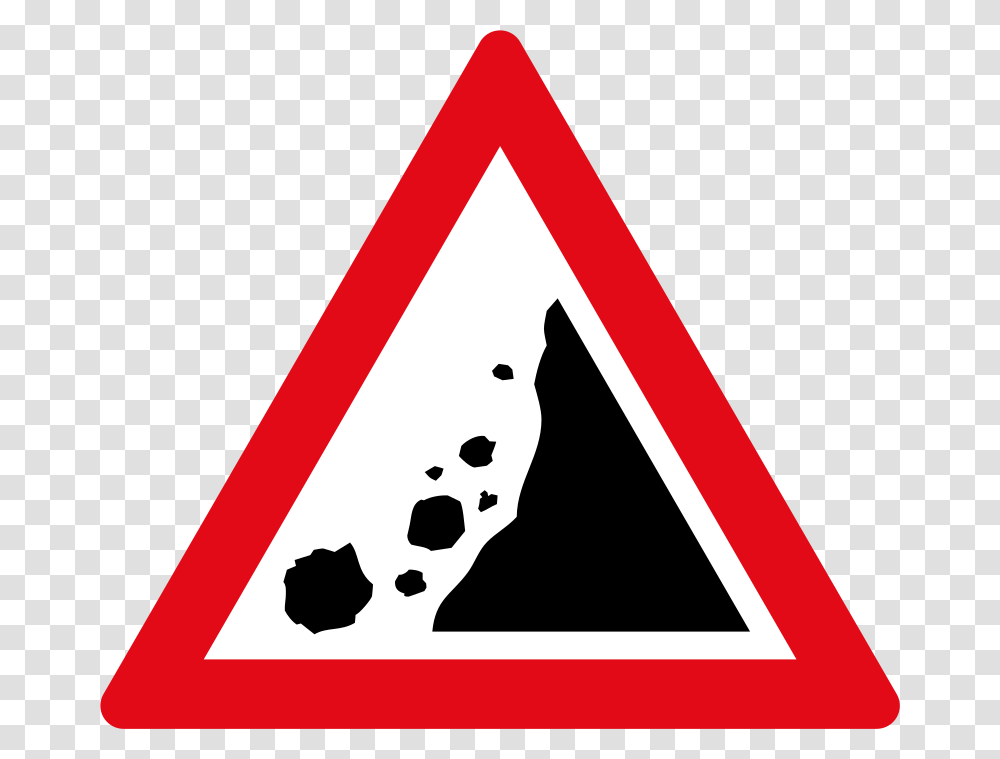 Falling Rocks Clipart Falling Rocks Sign, Triangle, Road Sign Transparent Png
