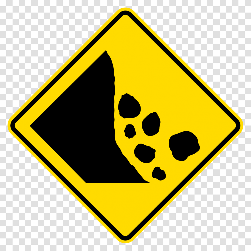 Falling Rocks Icon, Road Sign, Triangle Transparent Png