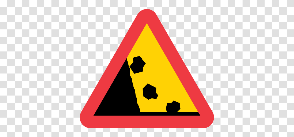 Falling Rocks Or Debris Ahead Warning Sign, Road Sign, Triangle Transparent Png