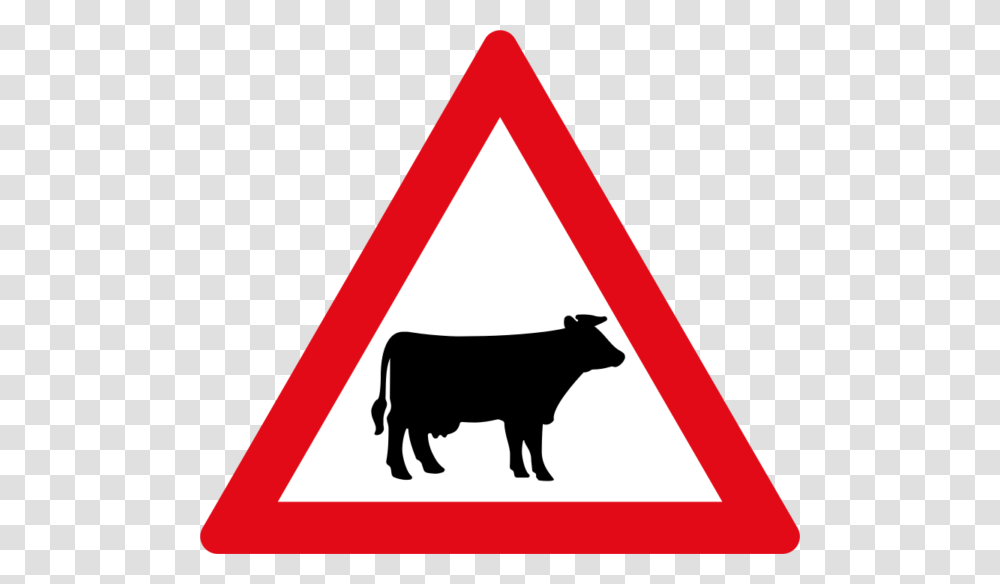 Falling Rocks Road Signs For Animals, Cow, Cattle, Mammal Transparent Png